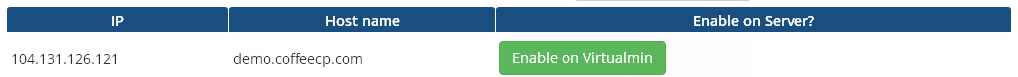 Enable CoffeeCP Virtualmin