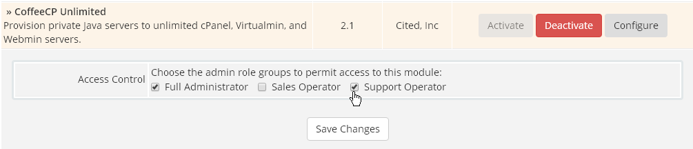 Activate Virtualmin Module